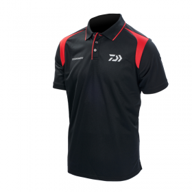 Тениска с яка DAIWA TOURNAMENT - черно/червено