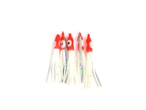Soft plastic lure Lineaeffe Tiger Octopus - 5pcs White/Red