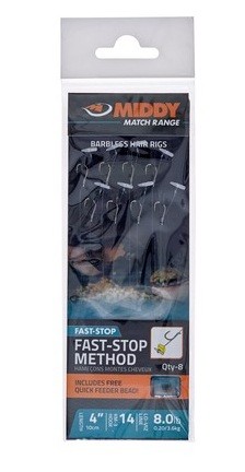 MIDDY Fast-Stop Method Barbless Hair Rigs (4")