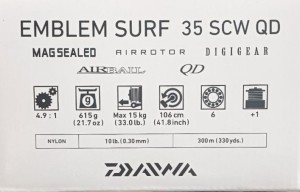 Шаранджийска макара DAIWA 19 EMBLEM SURF 35 SCW QD