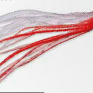 Soft plastic lure Lineaeffe Octopus - white / red, 12 sm, 5 pcs. in pack